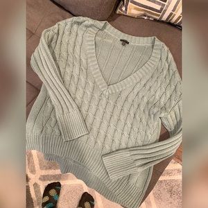 Express Oversized V-Neck Cable Knit Sweater
